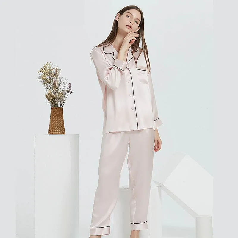 100% Mulberry Silk Pajama Set – Elegant & Luxurious Sleepwear for Women