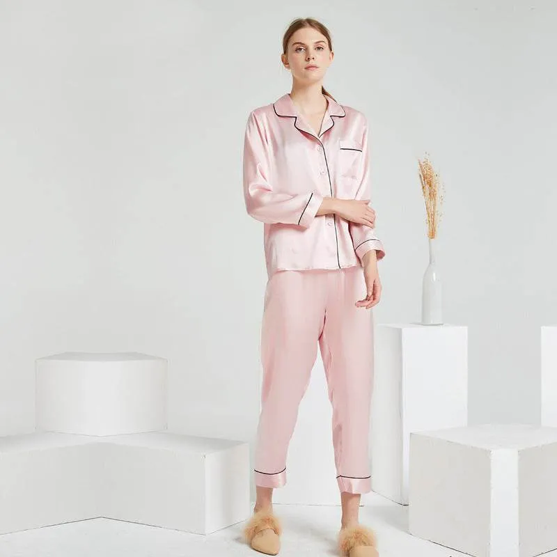 100% Mulberry Silk Pajama Set – Elegant & Luxurious Sleepwear for Women