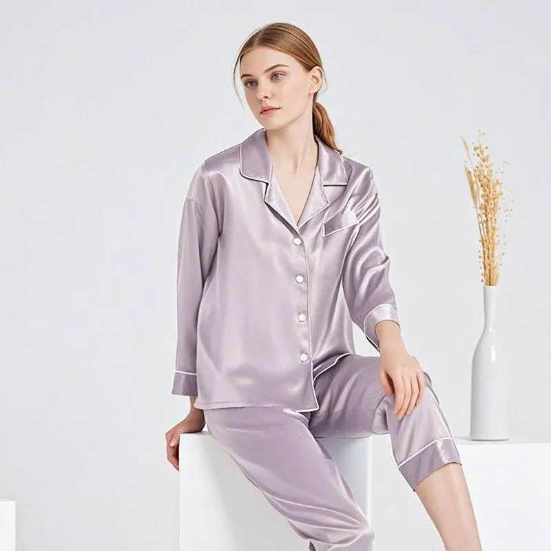 100% Mulberry Silk Pajama Set – Elegant & Luxurious Sleepwear for Women
