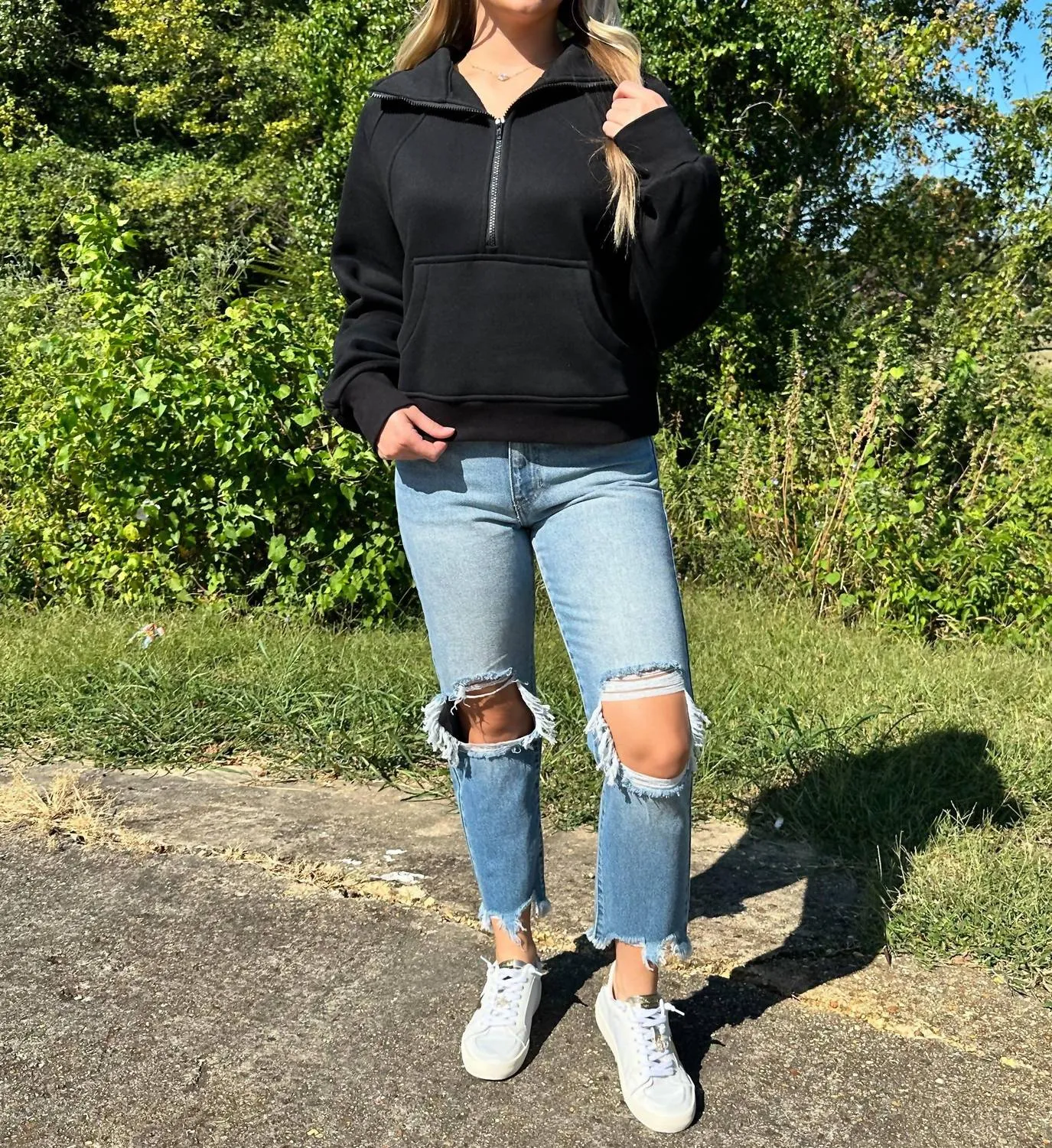 Aemi   Co - Dove Funnel Neck Half Zip Sweatshirt