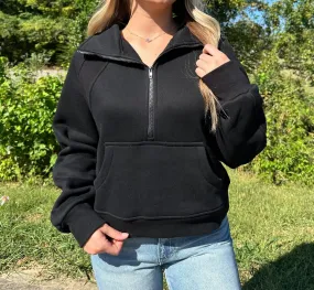 Aemi   Co - Dove Funnel Neck Half Zip Sweatshirt