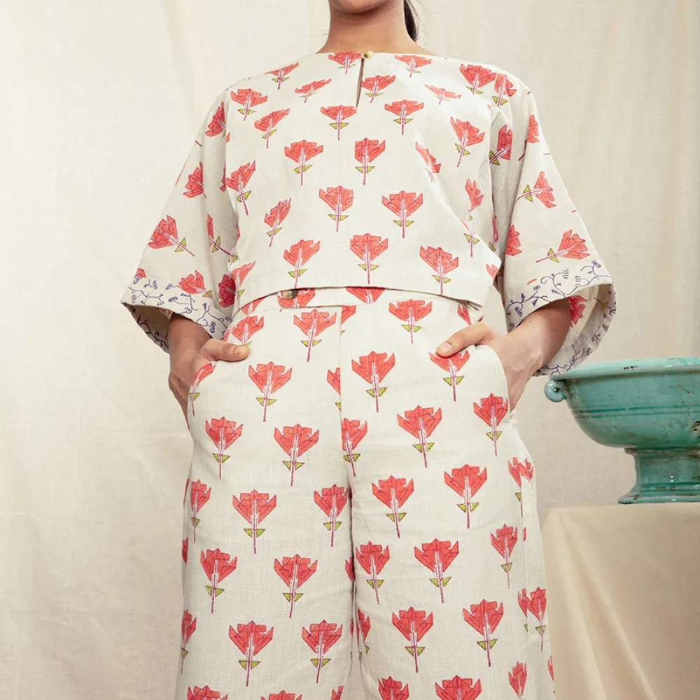 Boxy Rose Knot Top for Women | Hand-Crafted | Lightweight Cotton | Effortless Style