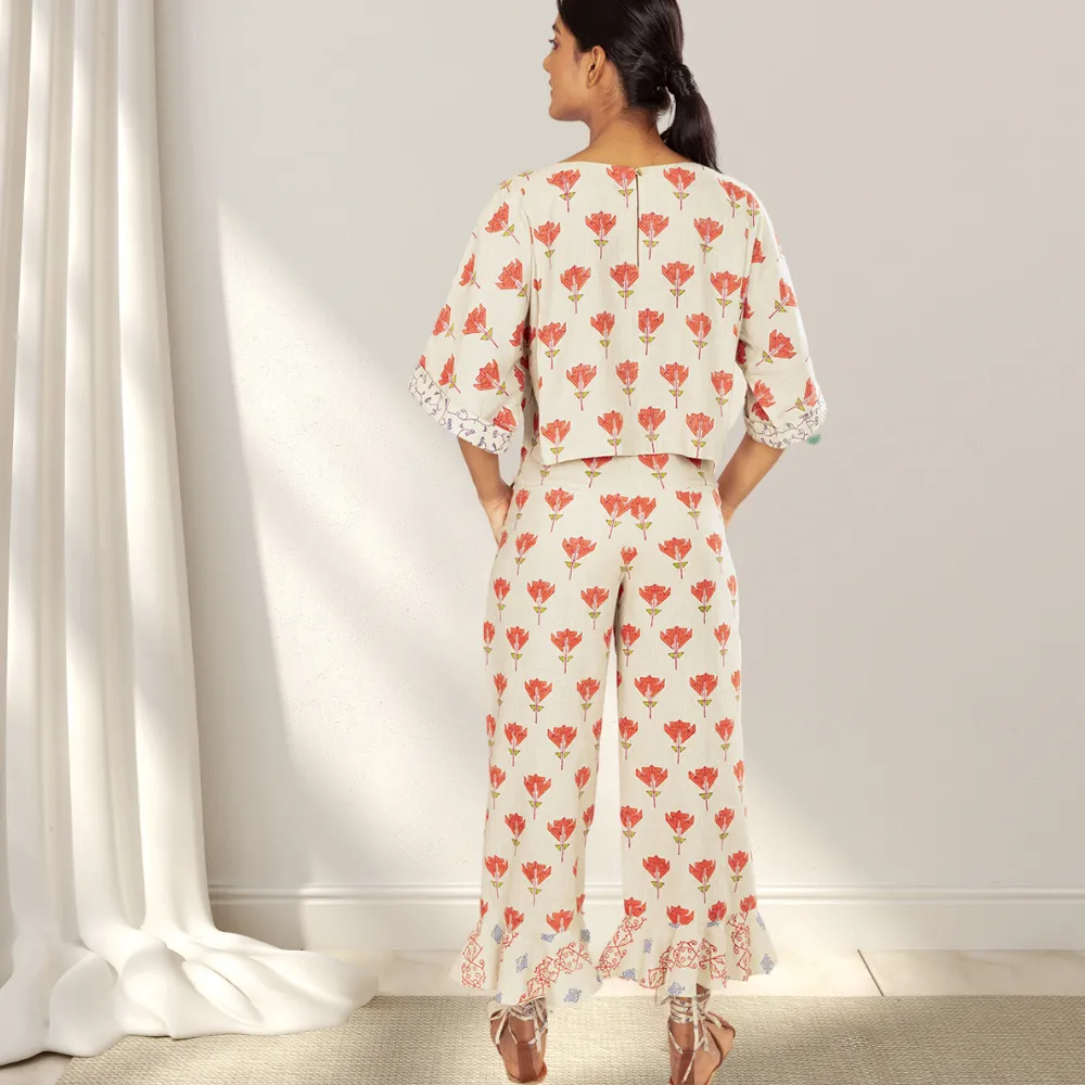 Boxy Rose Knot Top for Women | Hand-Crafted | Lightweight Cotton | Effortless Style