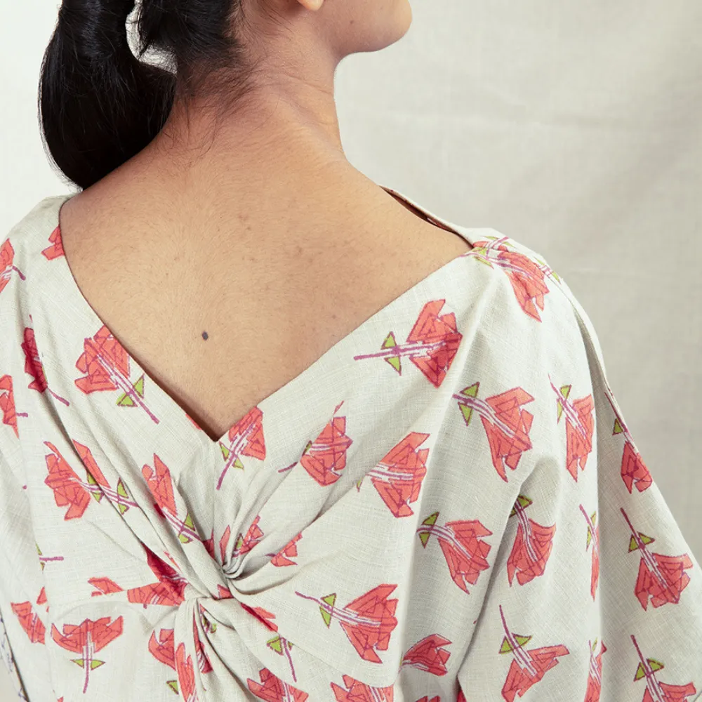 Boxy Rose Knot Top for Women | Hand-Crafted | Lightweight Cotton | Effortless Style
