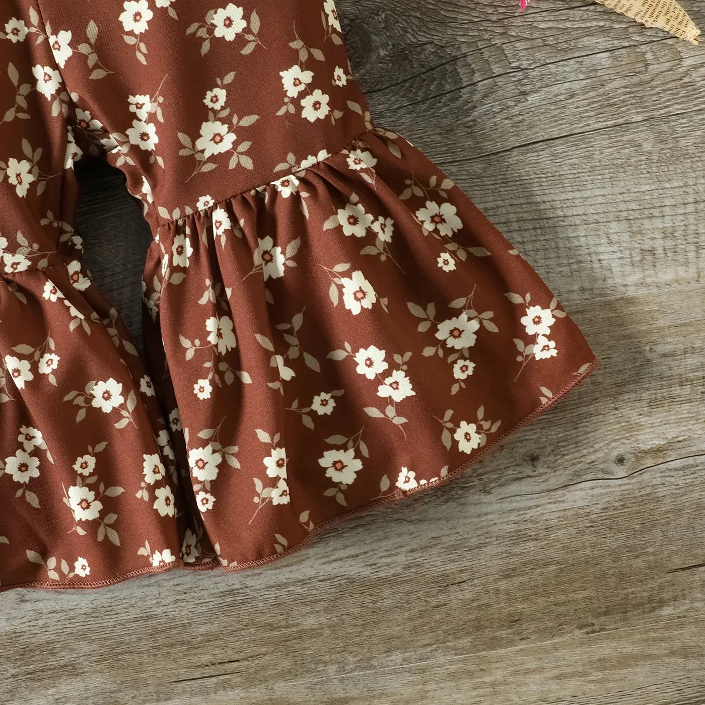 Floral Crop Top   Flared Pants Bow Set