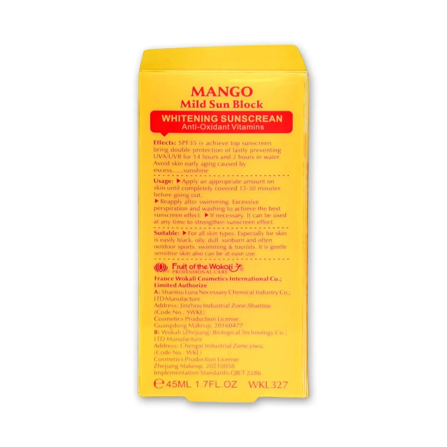 Fruit of the Wokali Mango Mild Sun Block 45ml