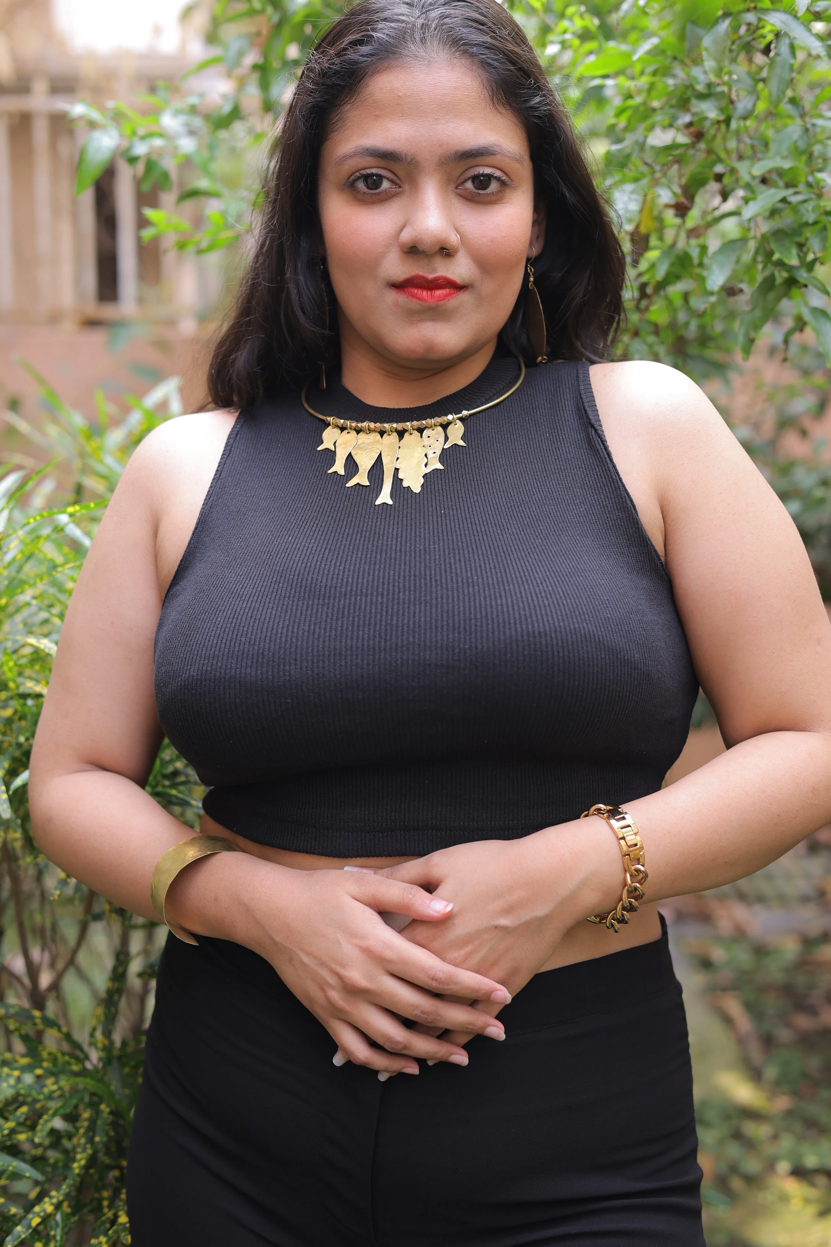 Ihita Contemporary Dokra Hasli Necklace & Earrings set