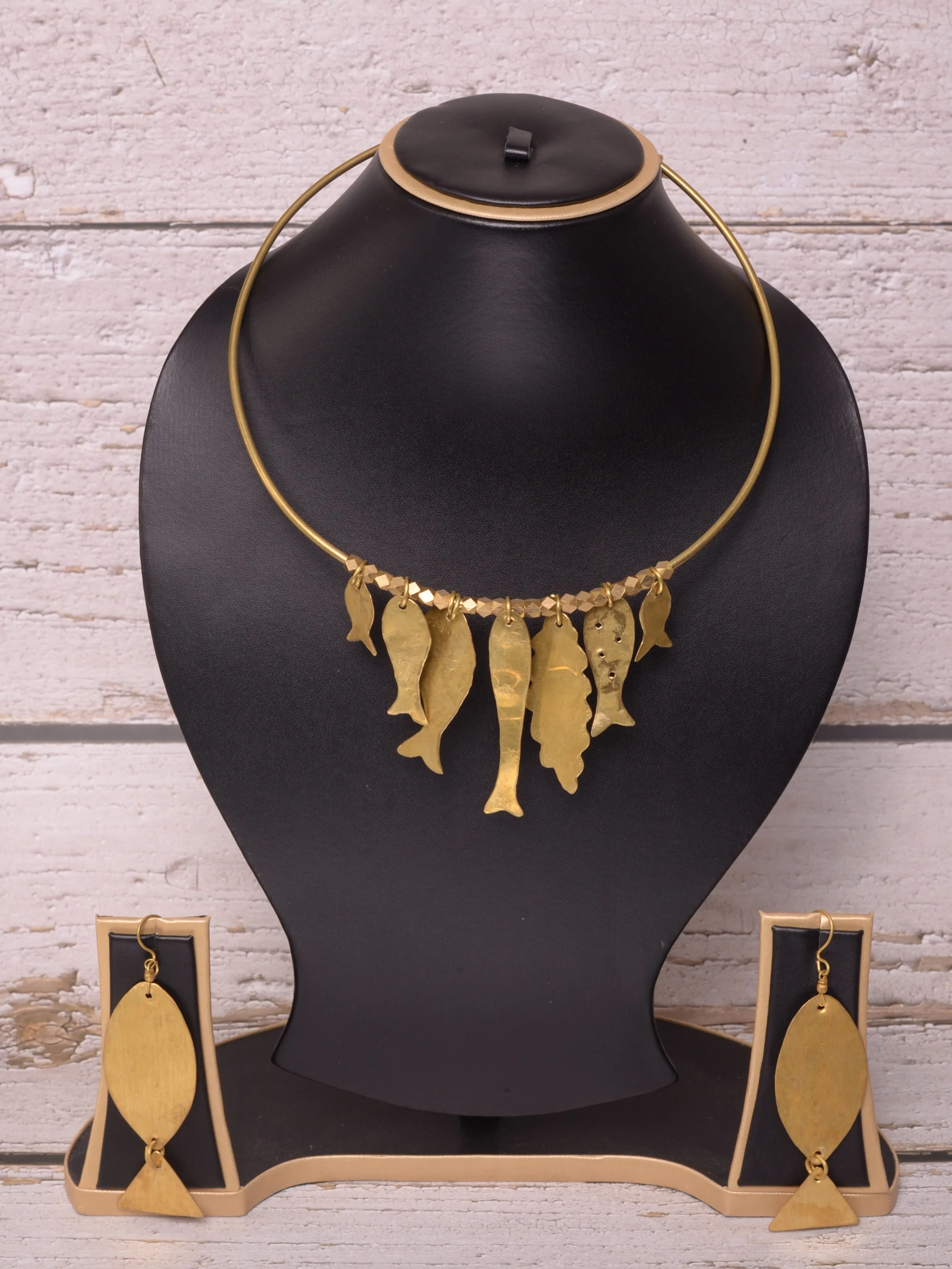 Ihita Contemporary Dokra Hasli Necklace & Earrings set