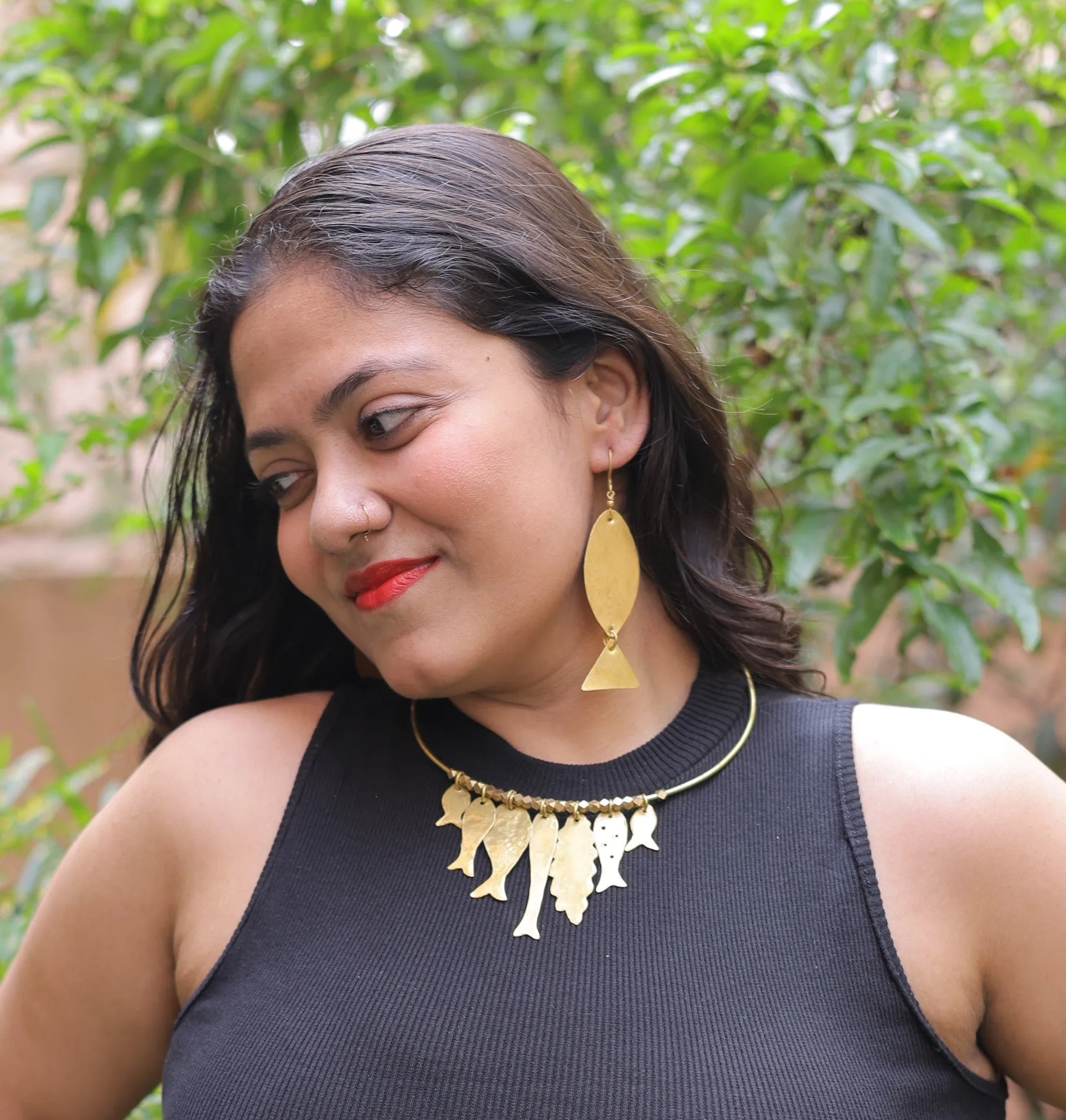Ihita Contemporary Dokra Hasli Necklace & Earrings set
