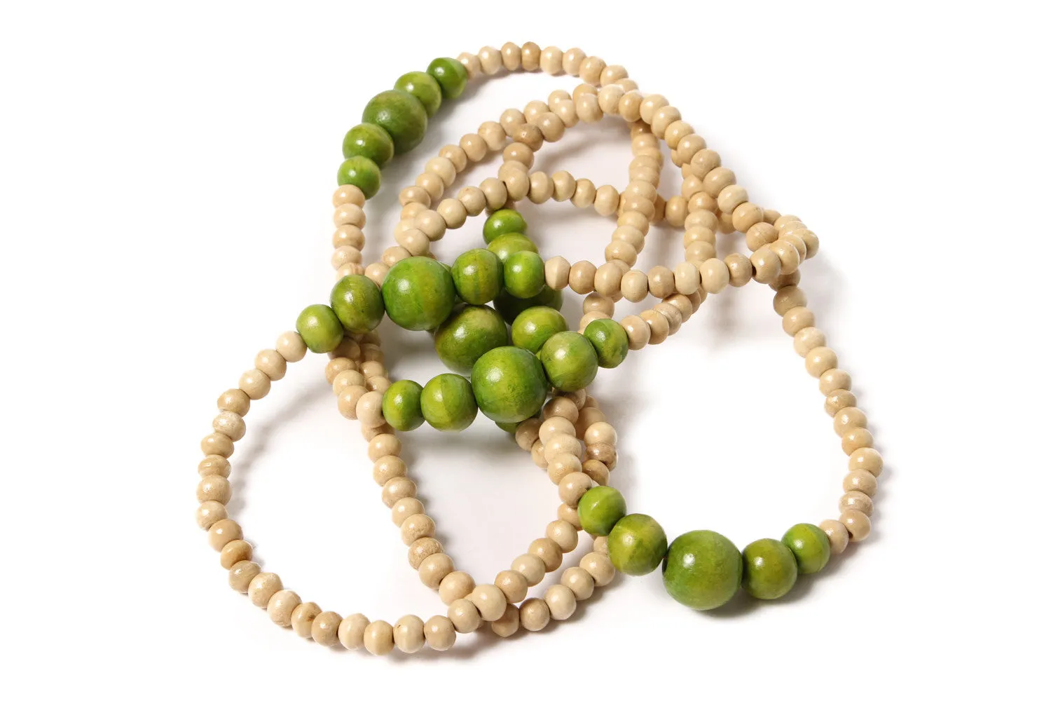 Long Bead Necklace Natural with Lime