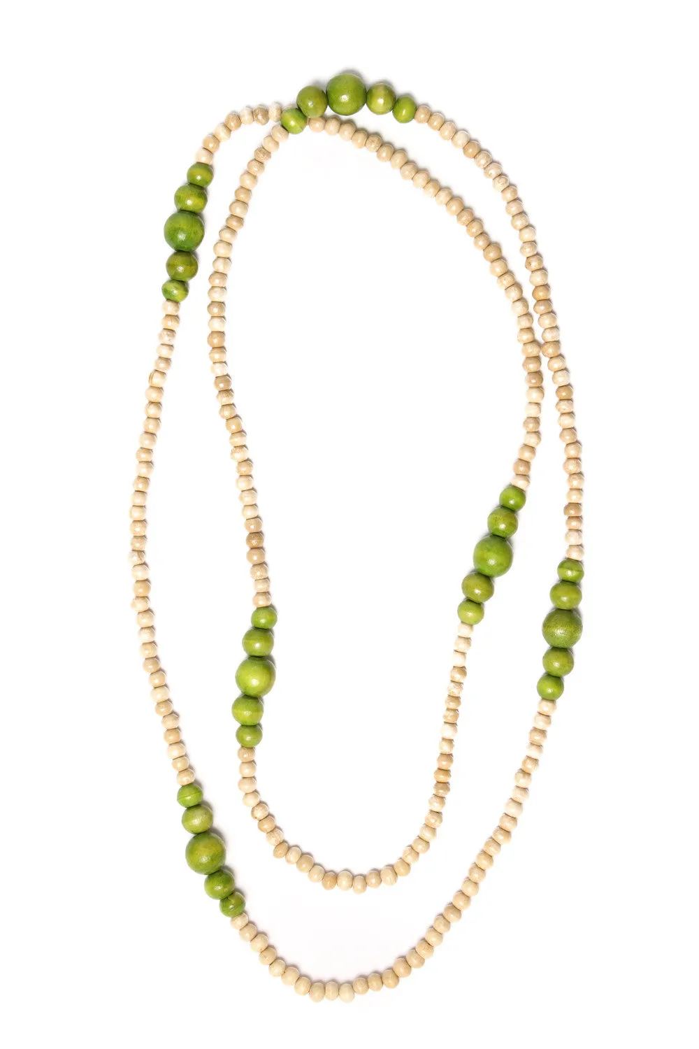 Long Bead Necklace Natural with Lime