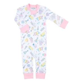 Magnolia Baby Girls Birthday Bash Zipped Pajamas - Pink