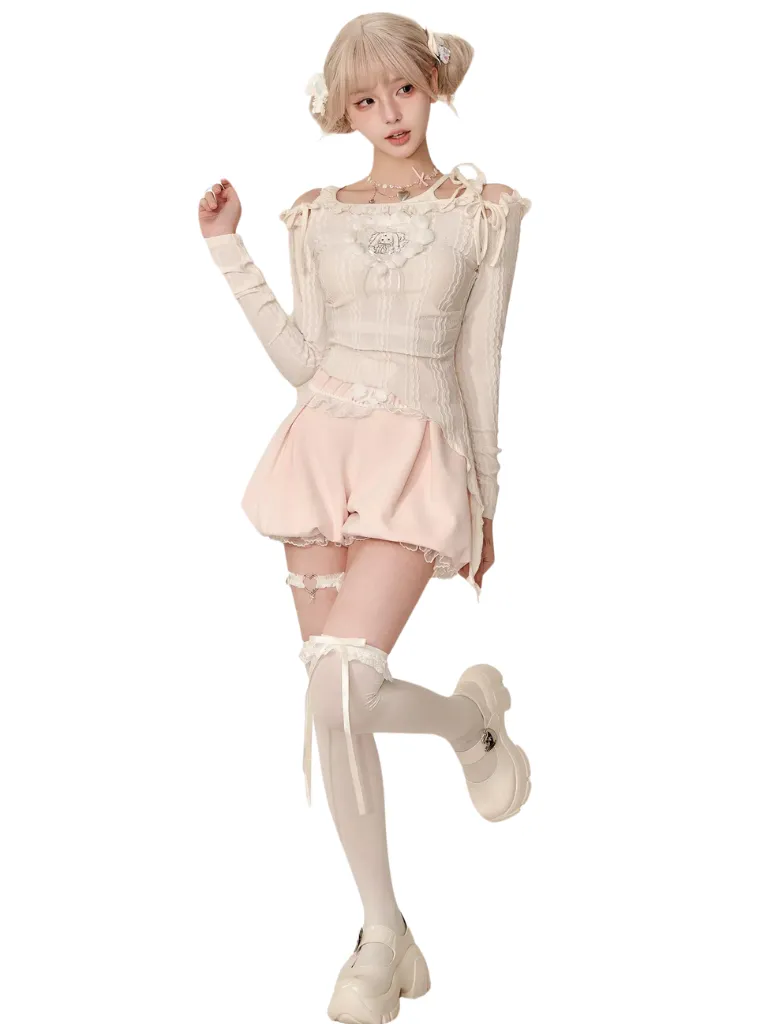Milk Top Asymmetrical Strawberry   Pants