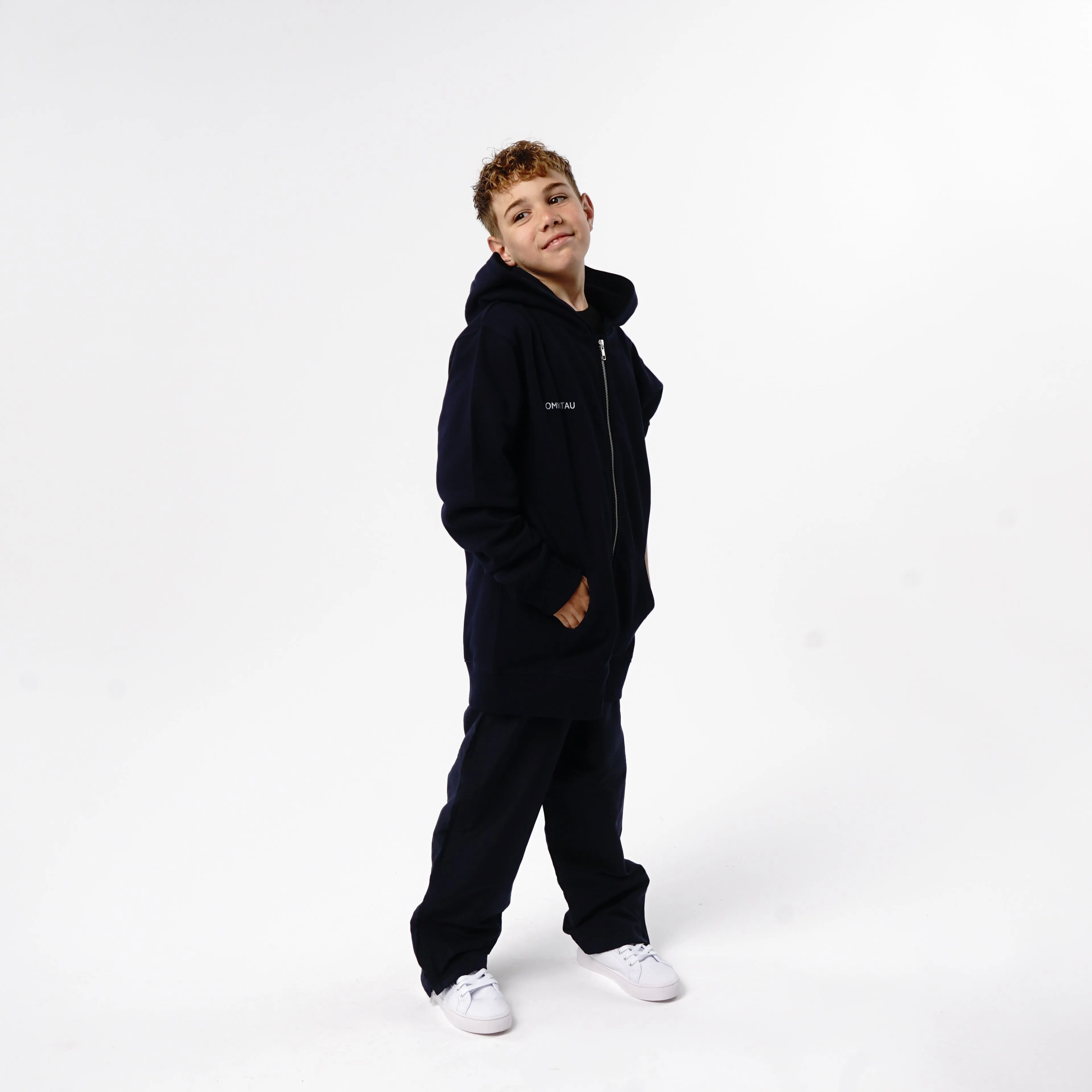 Omnitau Kid's Team Sports Organic Cotton Full Zip Hoodie - Navy