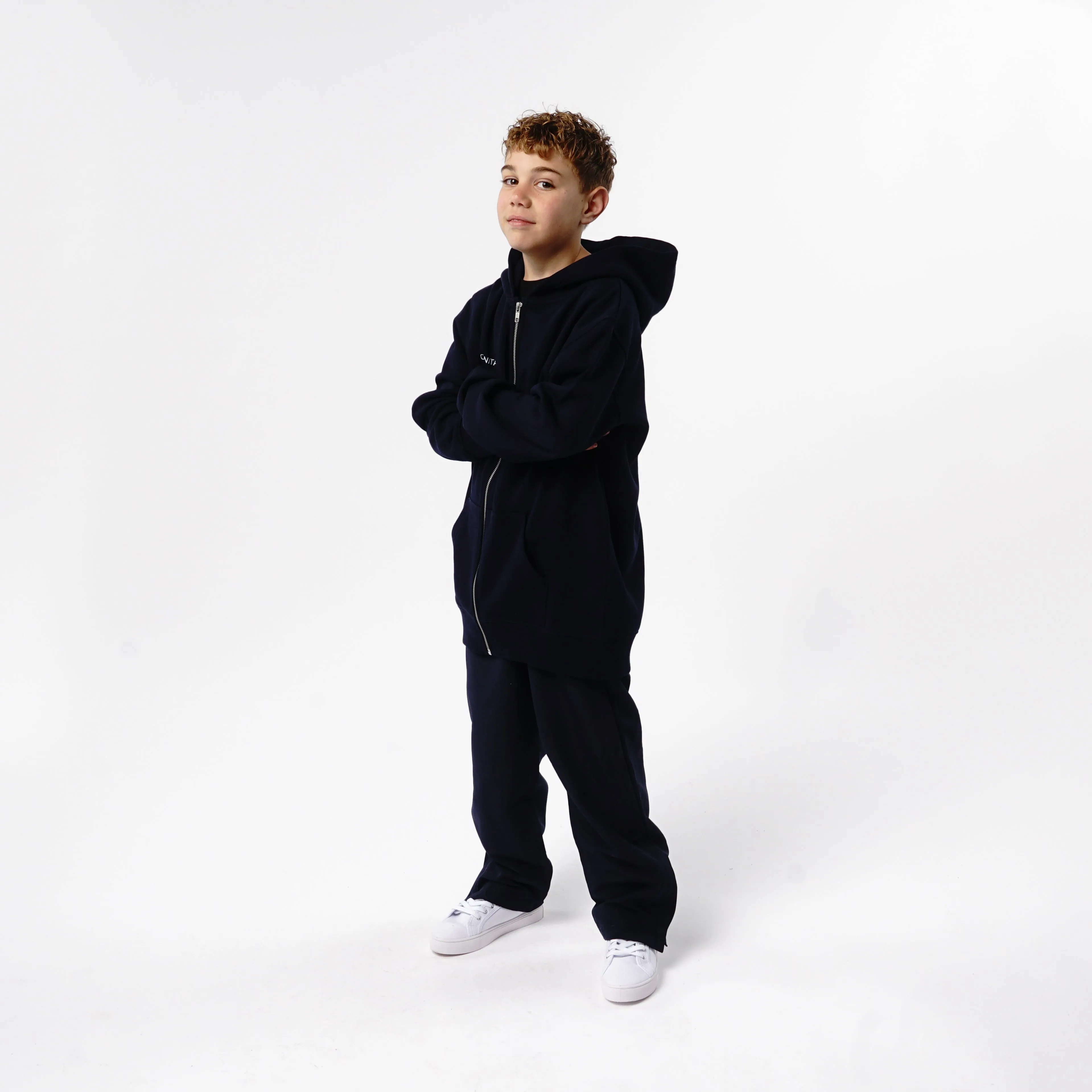 Omnitau Kid's Team Sports Organic Cotton Full Zip Hoodie - Navy