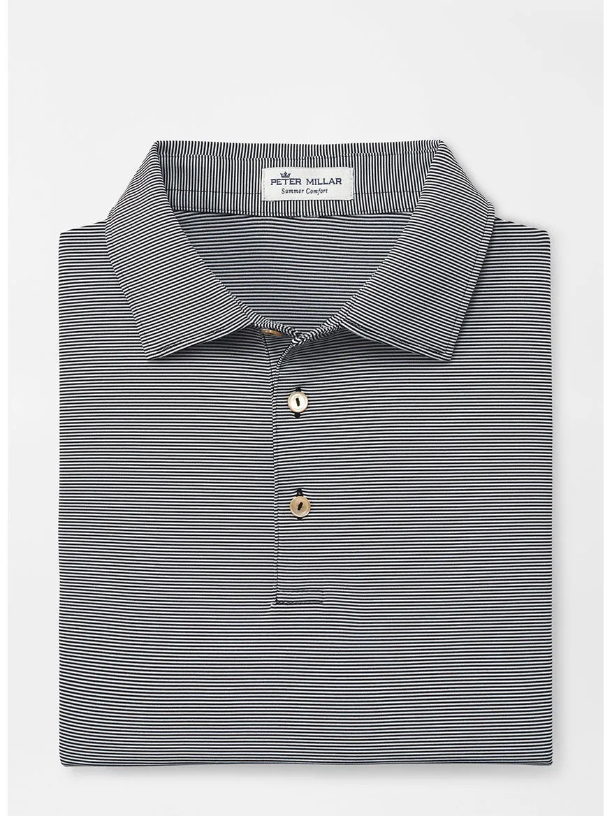 Peter Millar Jubilee Stripe Performance Polo in Black