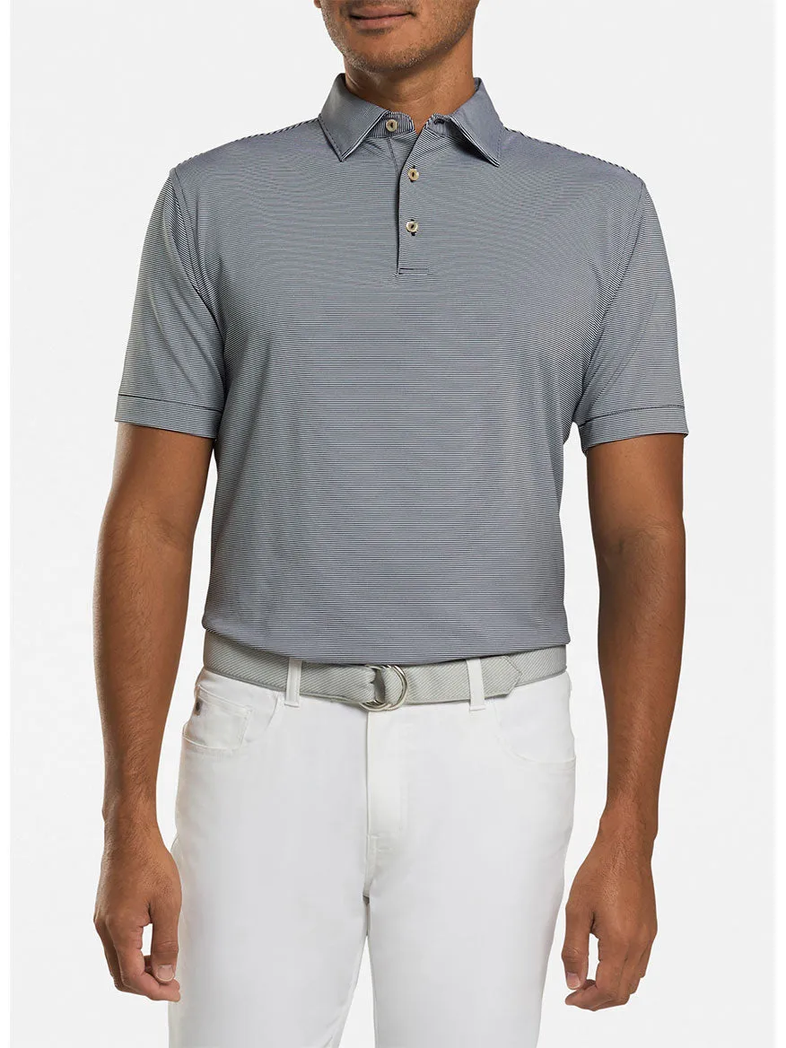 Peter Millar Jubilee Stripe Performance Polo in Black