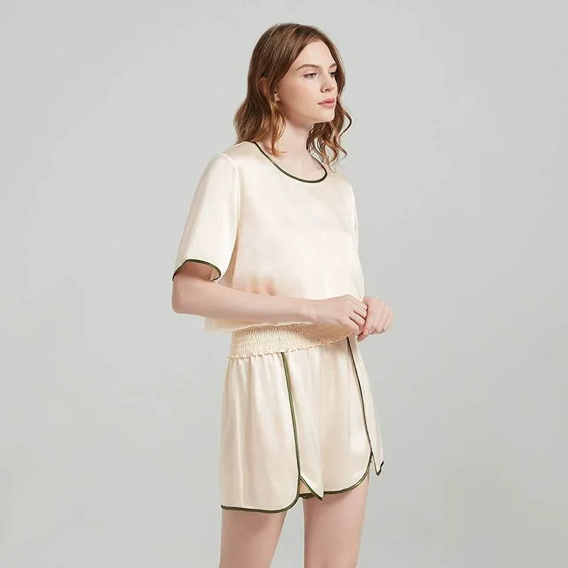 Silk Pajama - 100% Mulberry Silk, Elegant Trim Design