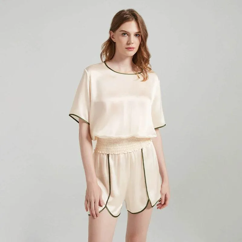 Silk Pajama - 100% Mulberry Silk, Elegant Trim Design