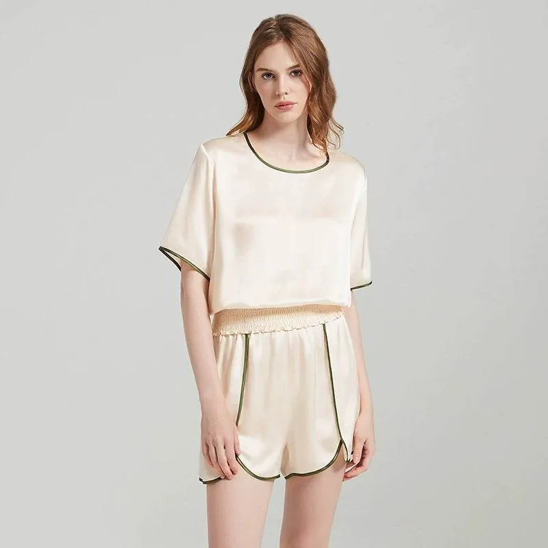 Silk Pajama - 100% Mulberry Silk, Elegant Trim Design