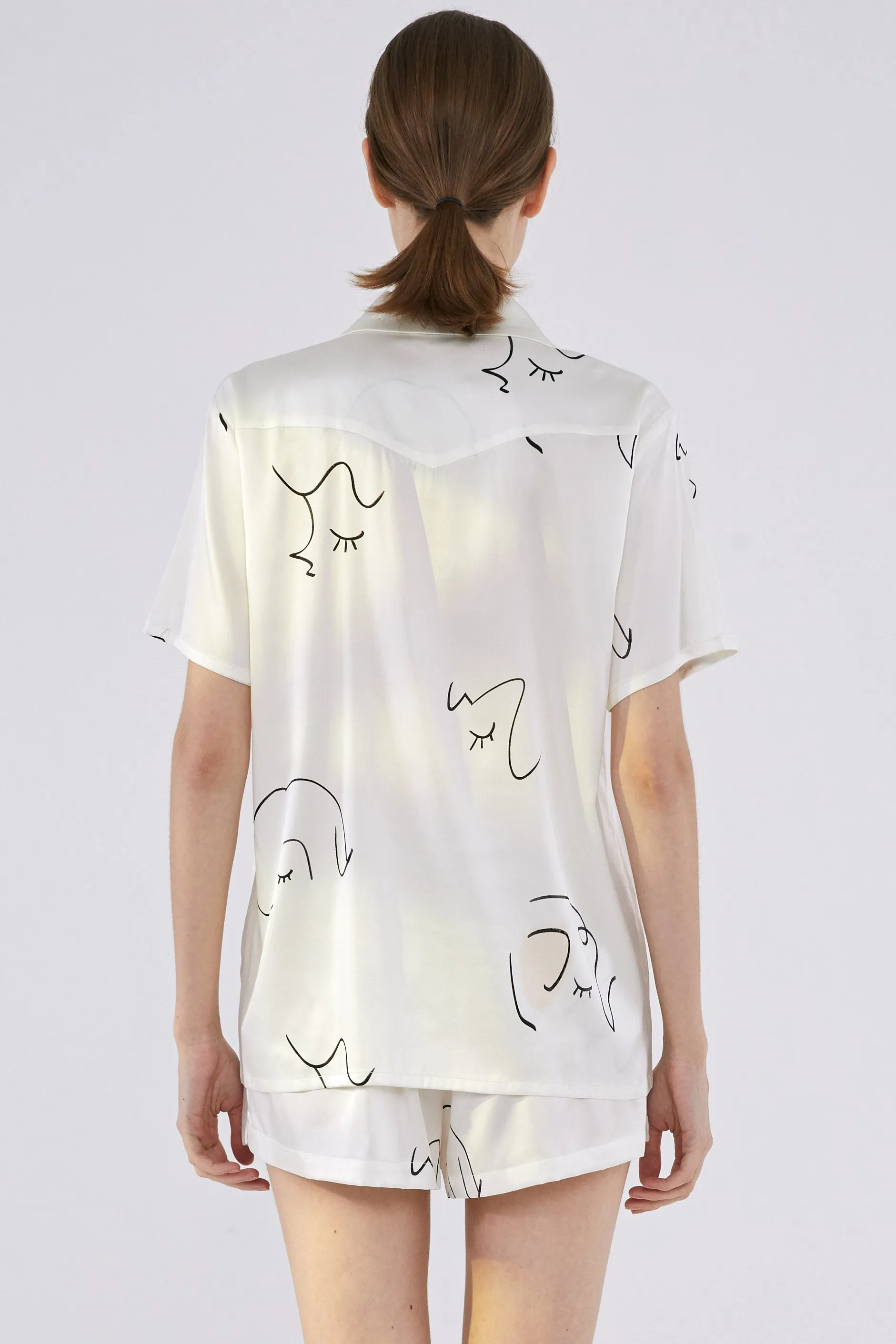 The Dream Short Silk Pajamas Set - White