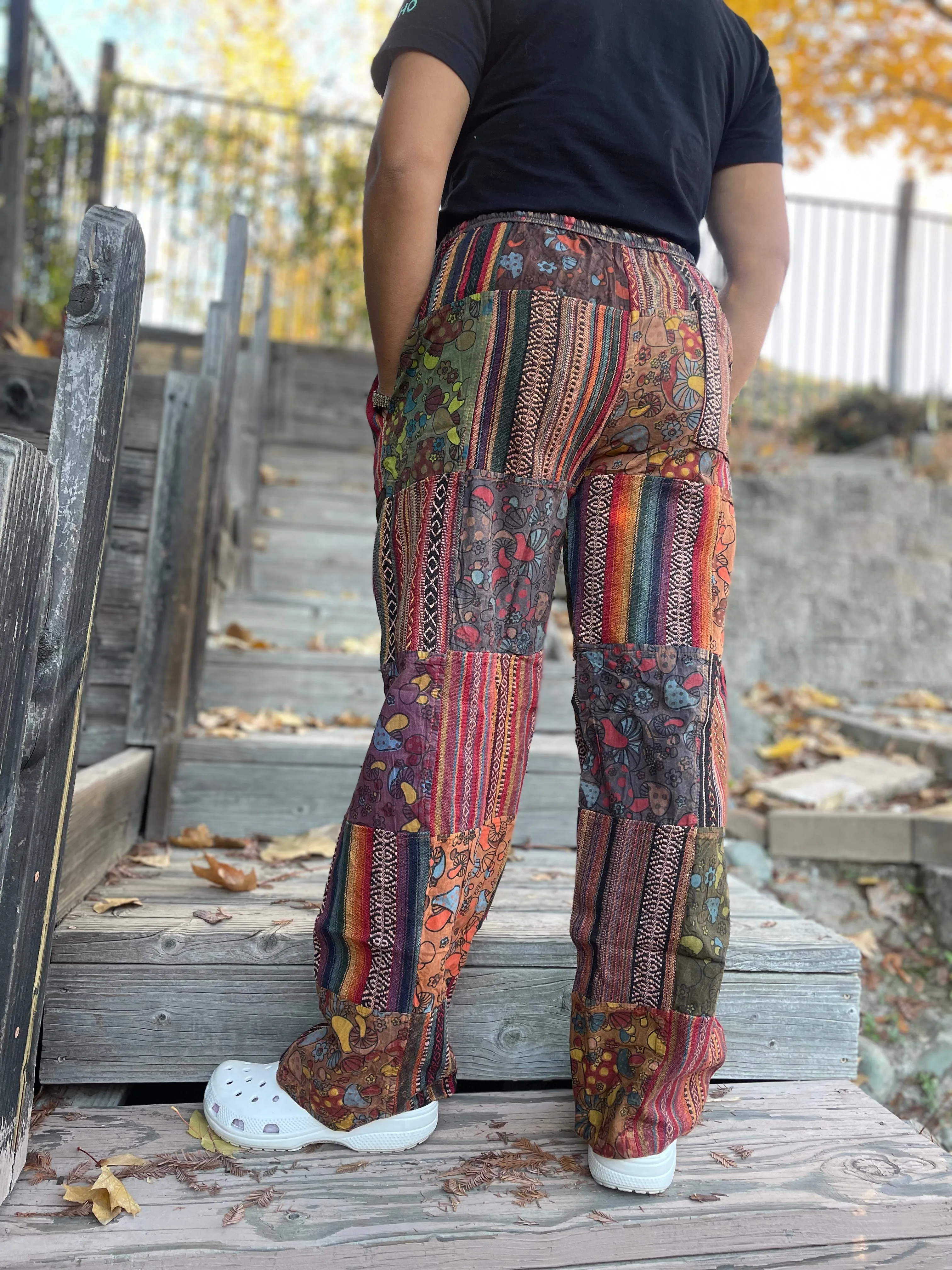 Thick Patchwork Pants Bohemian Summer Bright Comfy Men and Women Hippy Pants Hippie