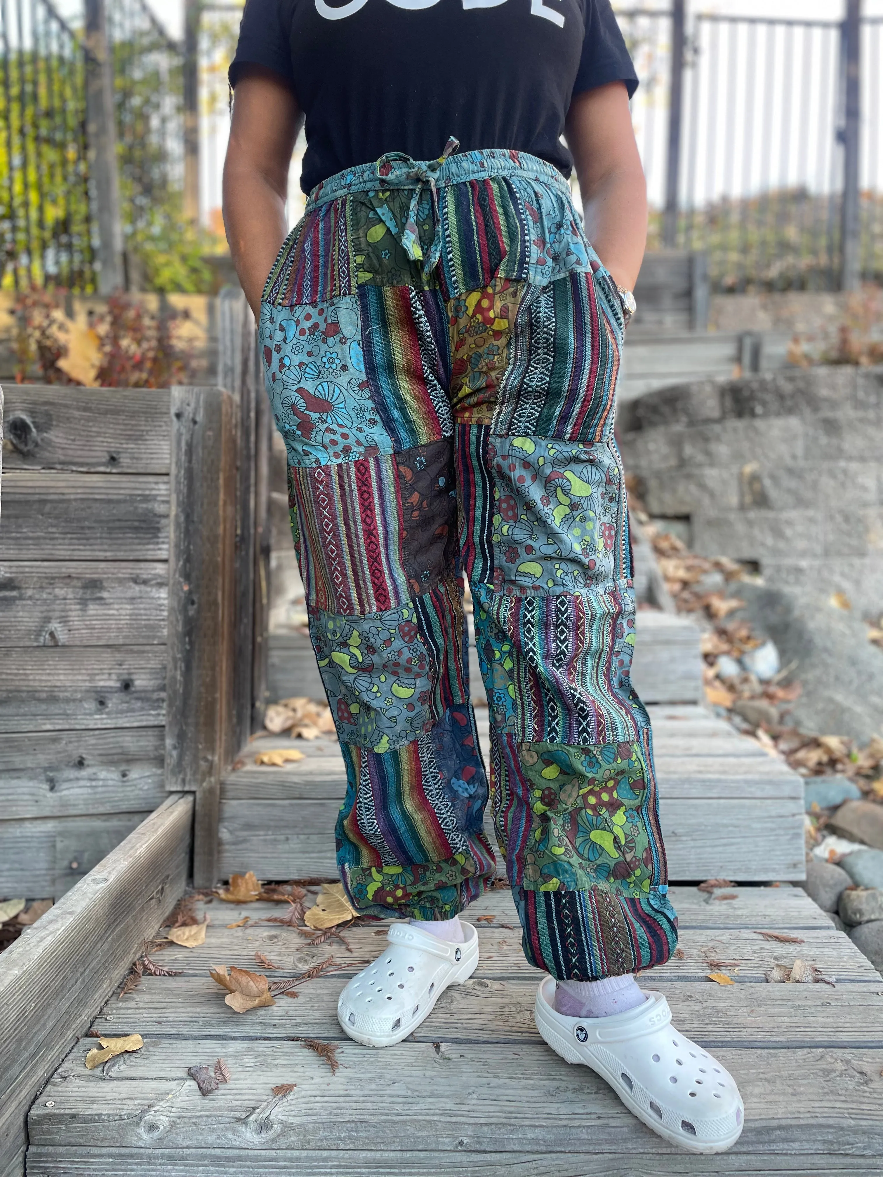 Thick Patchwork Pants Bohemian Summer Bright Comfy Men and Women Hippy Pants Hippie