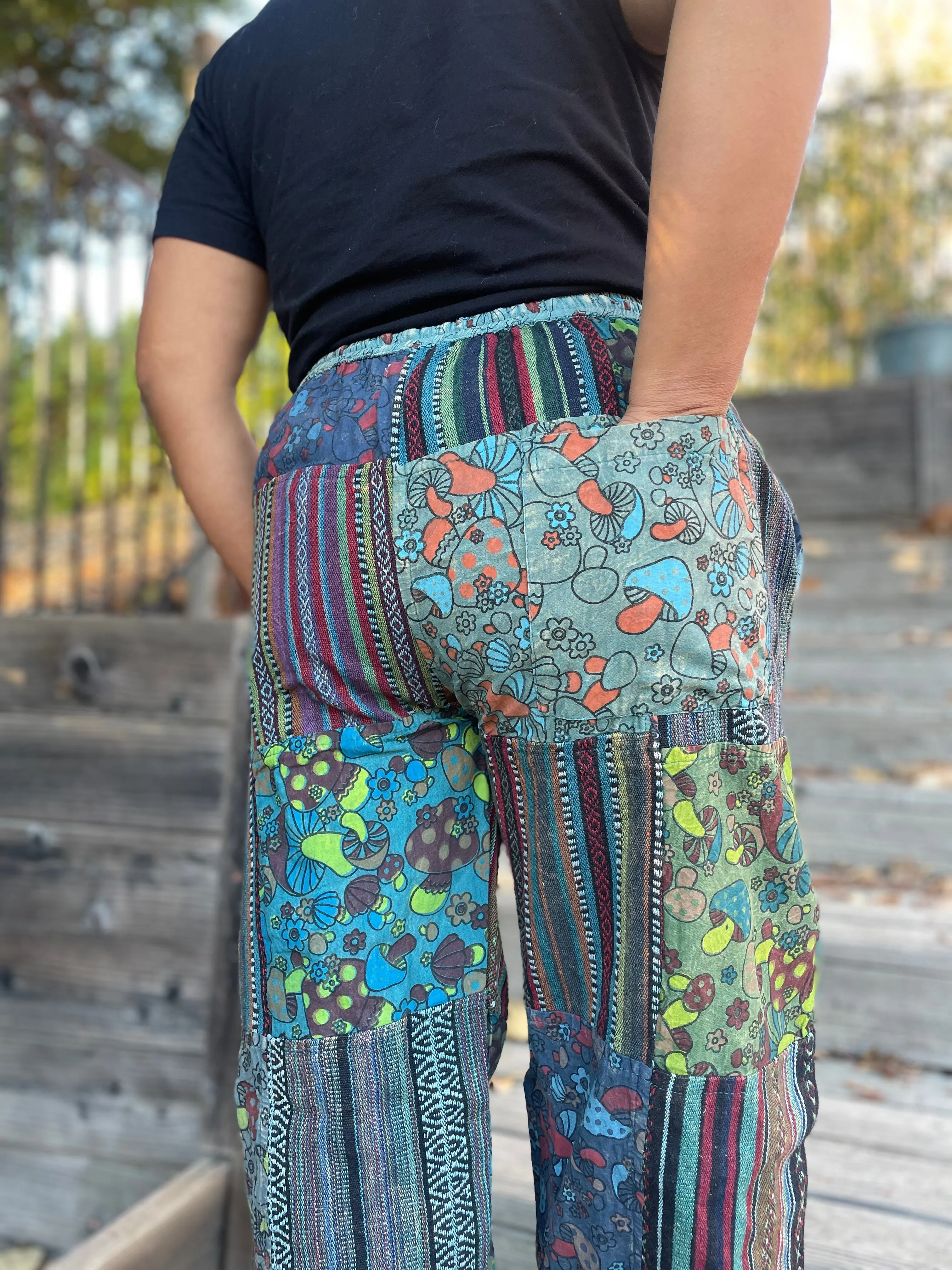 Thick Patchwork Pants Bohemian Summer Bright Comfy Men and Women Hippy Pants Hippie