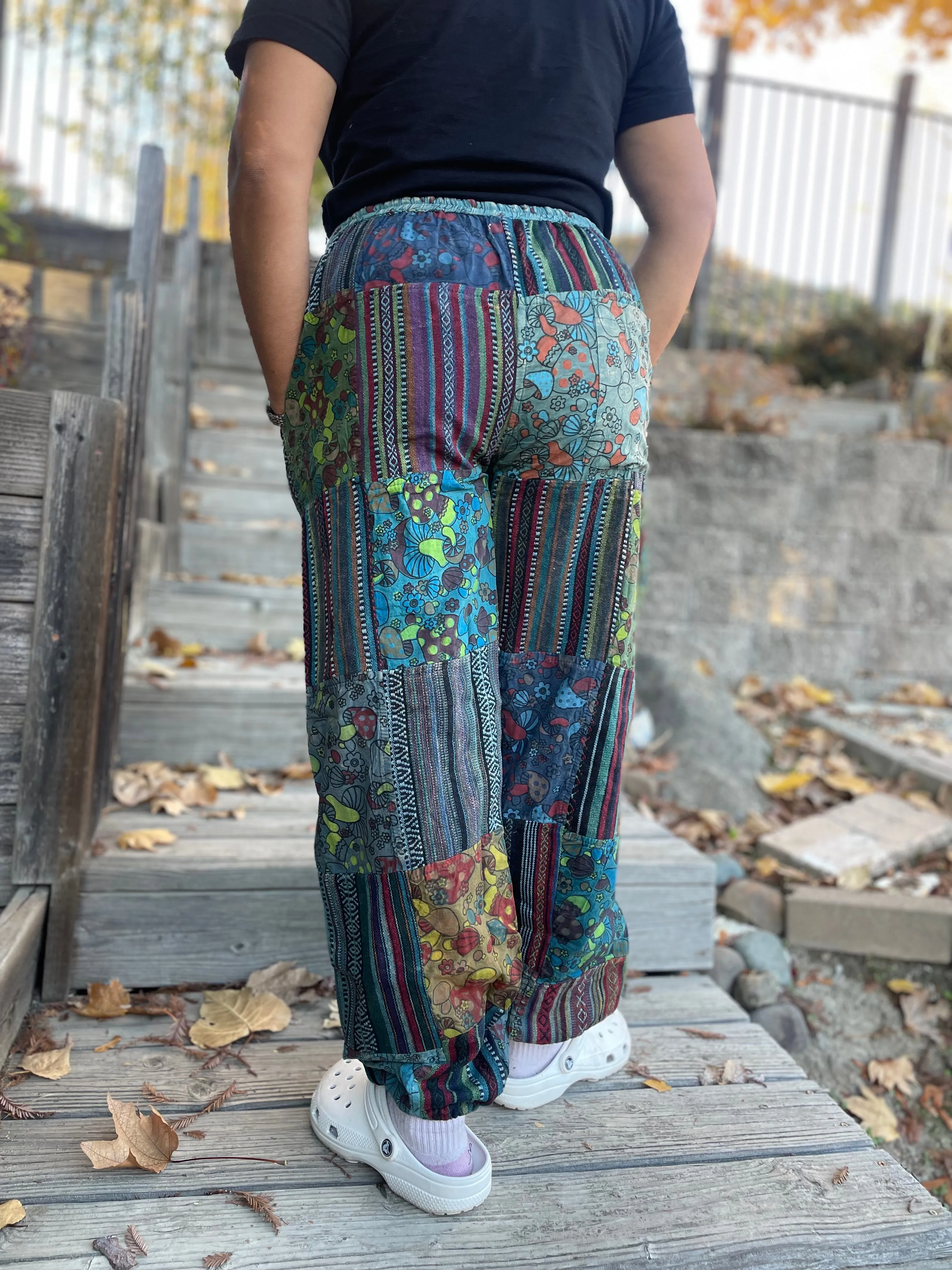 Thick Patchwork Pants Bohemian Summer Bright Comfy Men and Women Hippy Pants Hippie