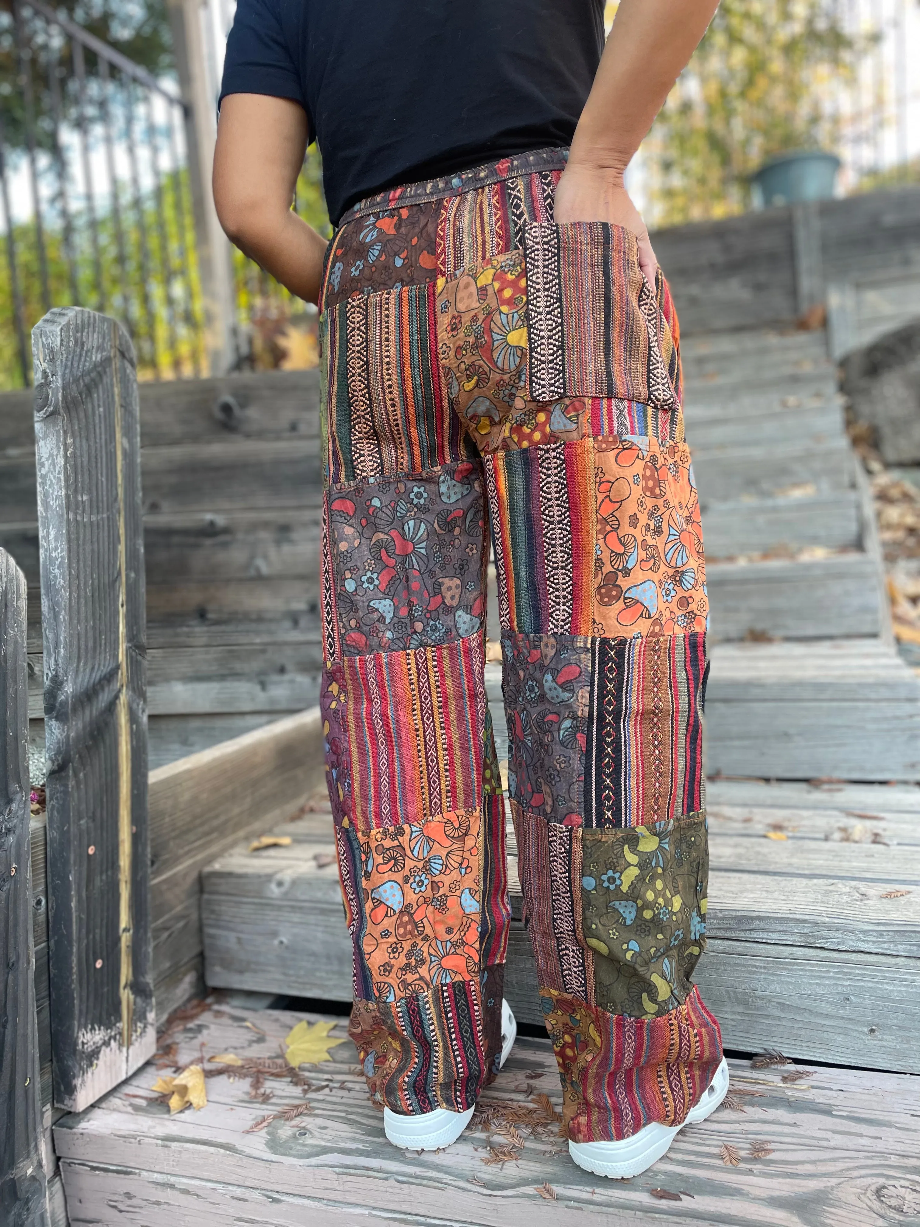 Thick Patchwork Pants Bohemian Summer Bright Comfy Men and Women Hippy Pants Hippie