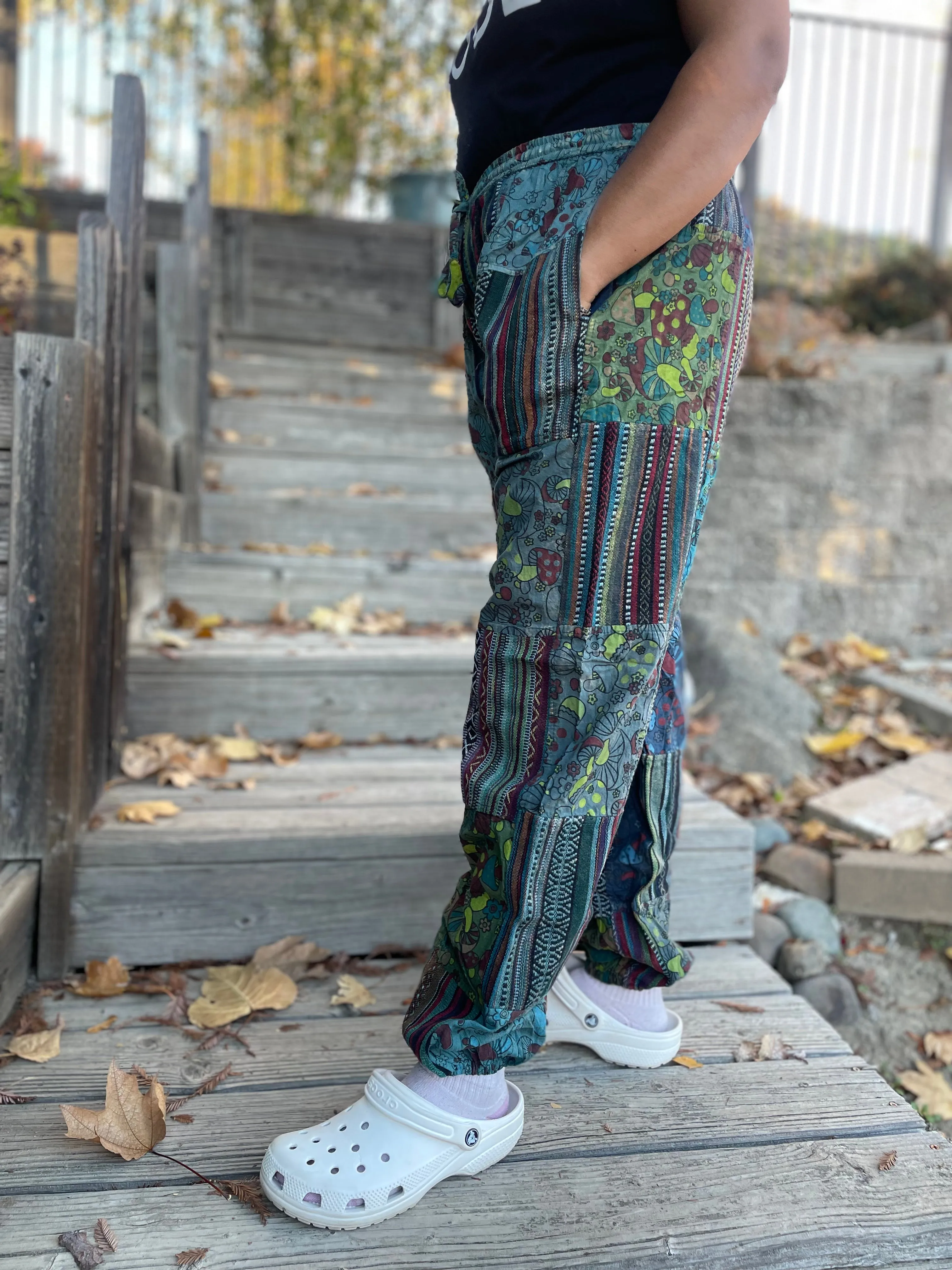 Thick Patchwork Pants Bohemian Summer Bright Comfy Men and Women Hippy Pants Hippie