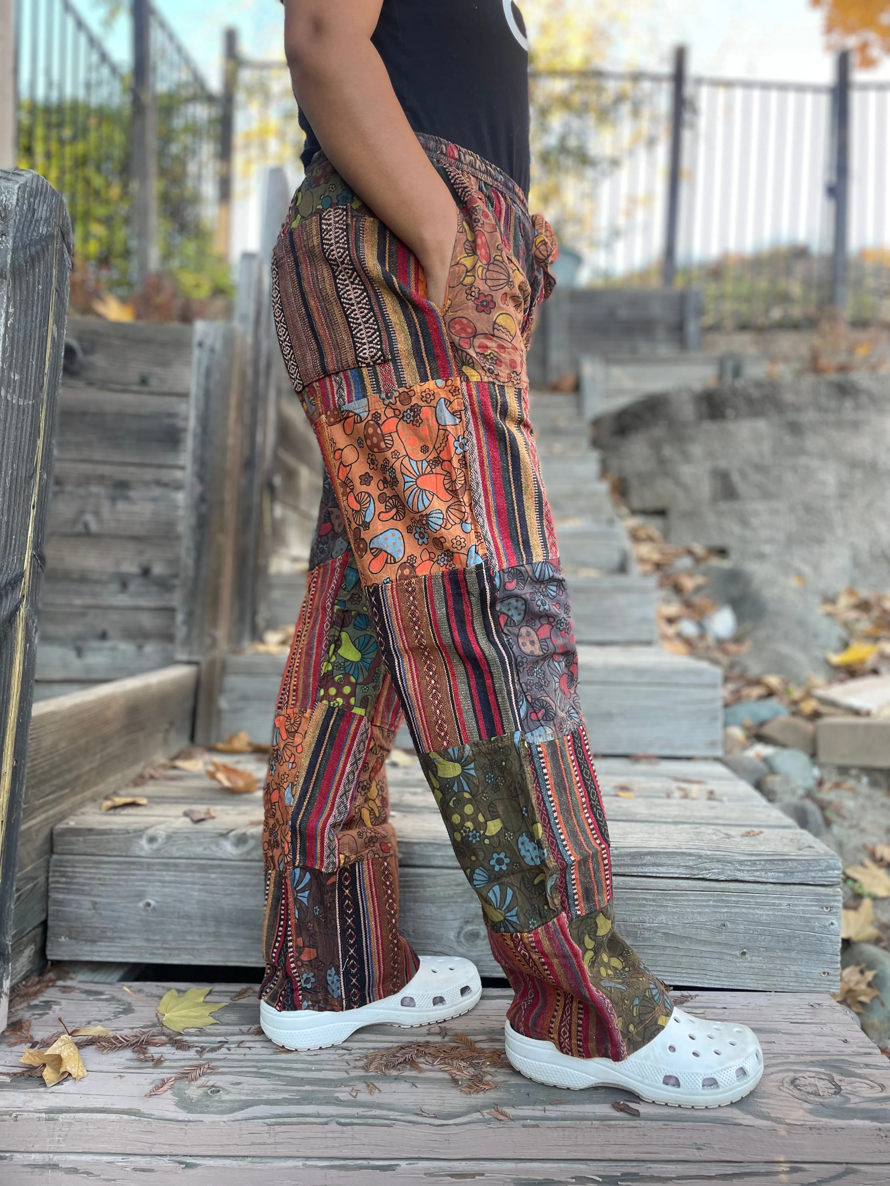 Thick Patchwork Pants Bohemian Summer Bright Comfy Men and Women Hippy Pants Hippie