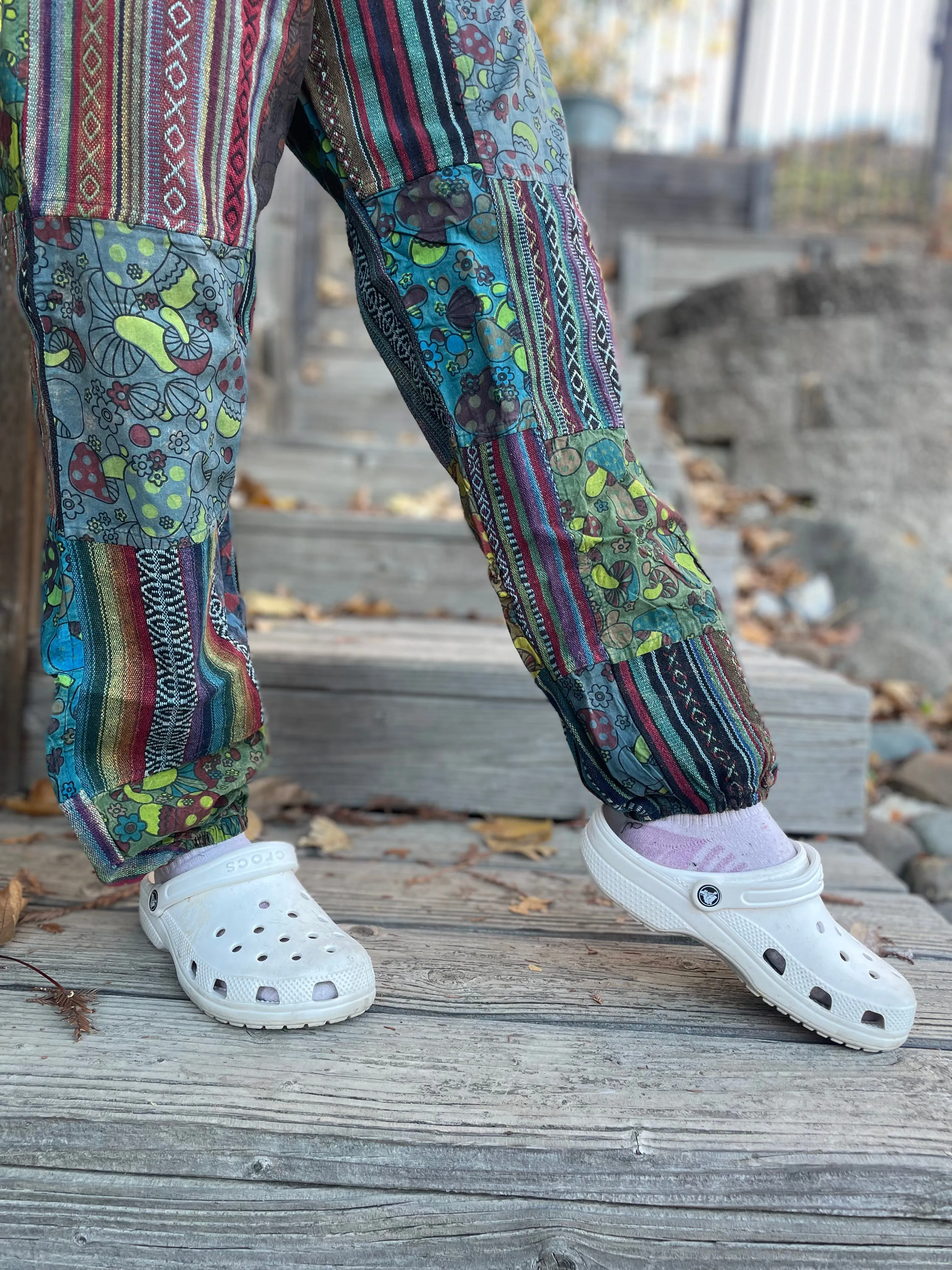 Thick Patchwork Pants Bohemian Summer Bright Comfy Men and Women Hippy Pants Hippie