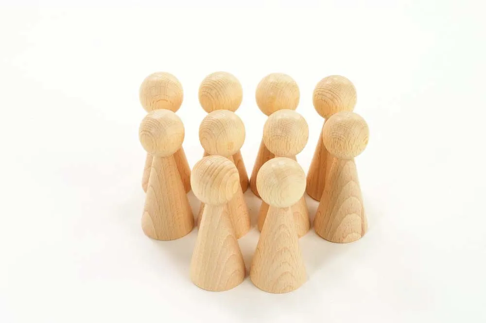 TickiT Natural Beechwood Conical Figure / Large Peg Doll