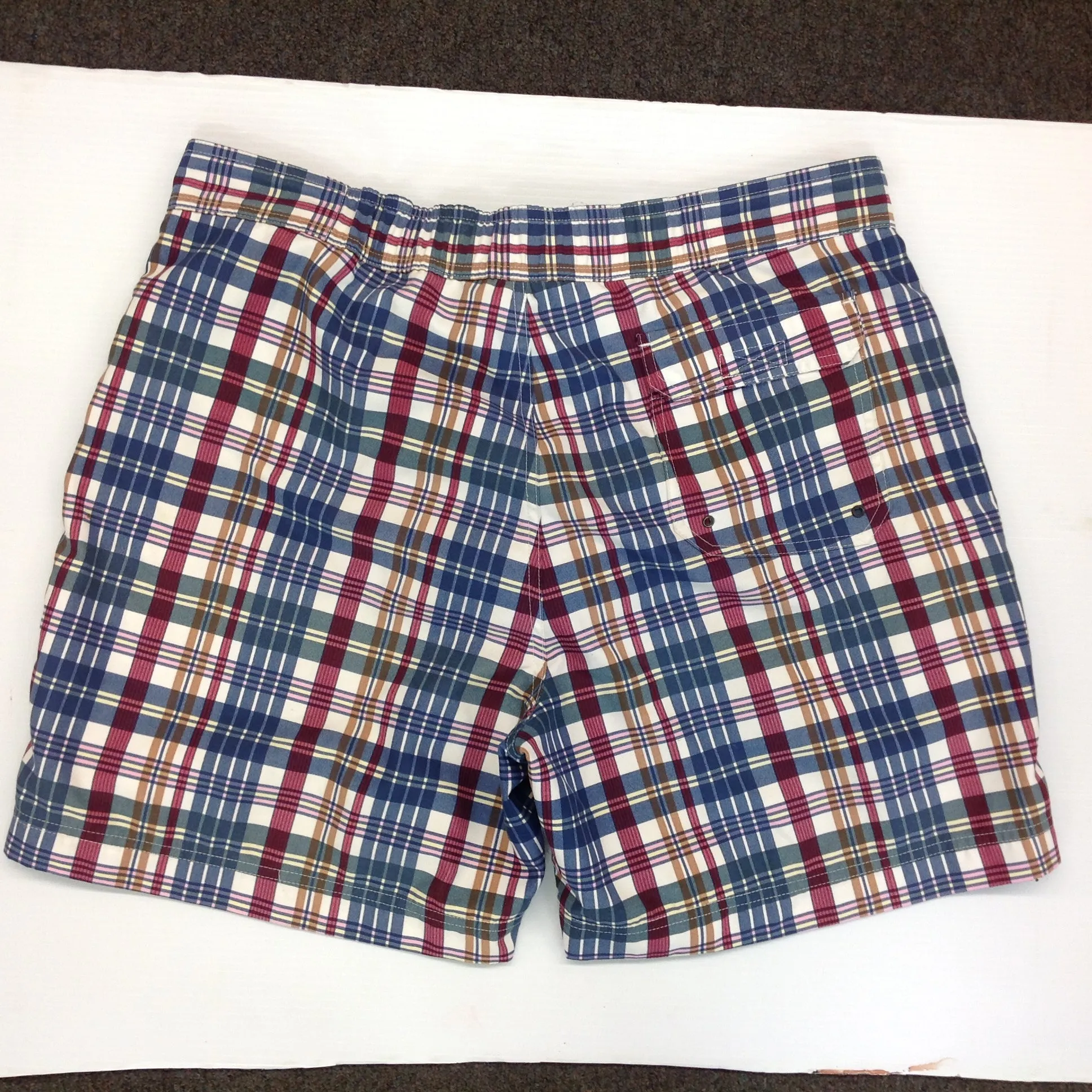 Vintage Brooks Brothers 346 Men's Large Plaid Swim Trunks Shorts Bathing Suit Bermuda Style