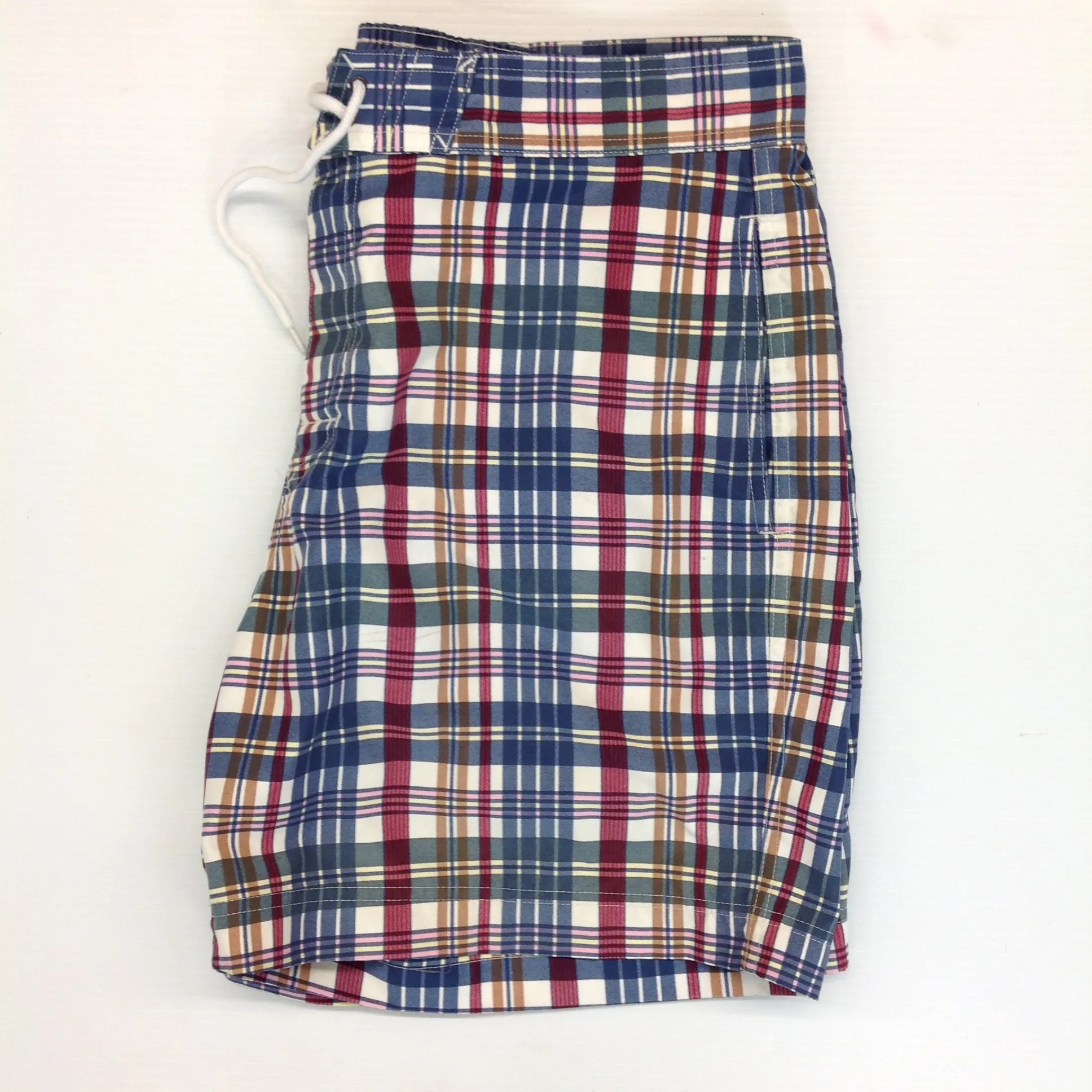 Vintage Brooks Brothers 346 Men's Large Plaid Swim Trunks Shorts Bathing Suit Bermuda Style