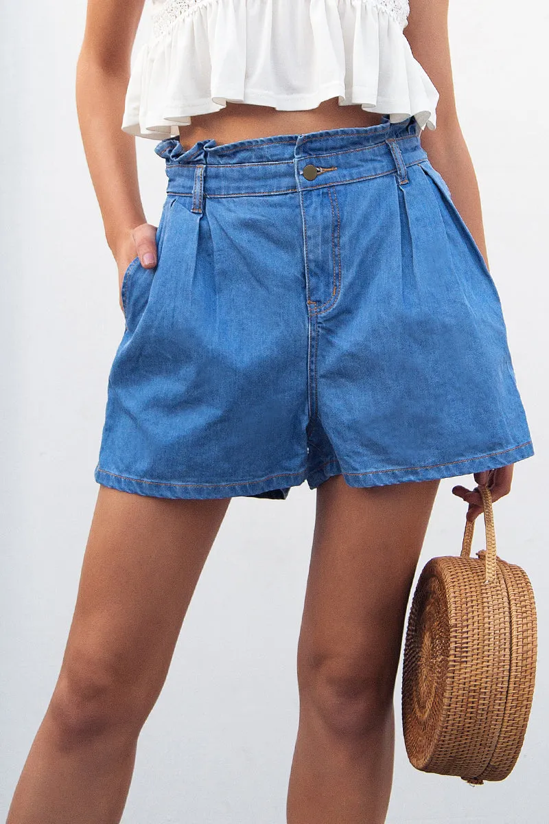 Women's Summer Casual Denim Shorts With Ruffles